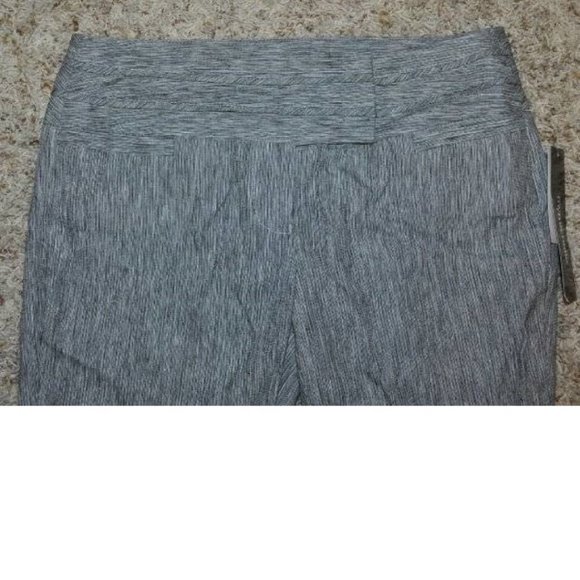 Womens Linen Capris My Michelle 13 Black Gray White Textured Blend Lowrise Pants - Picture 3 of 6